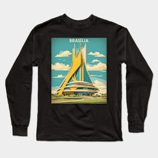 Brasilia Brazil Vintage Tourism Travel Poster Long Sleeve T-Shirt